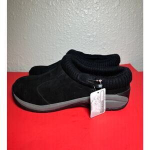 Terrain Khombu Boulder Womens Black Suede Faux Fur Lined Clog Mule size 10 M NWT